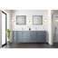 Meuble-lavabo double gris foncé l 84 po x P 22 po, plateau en marbre de culture et miroir 34 po