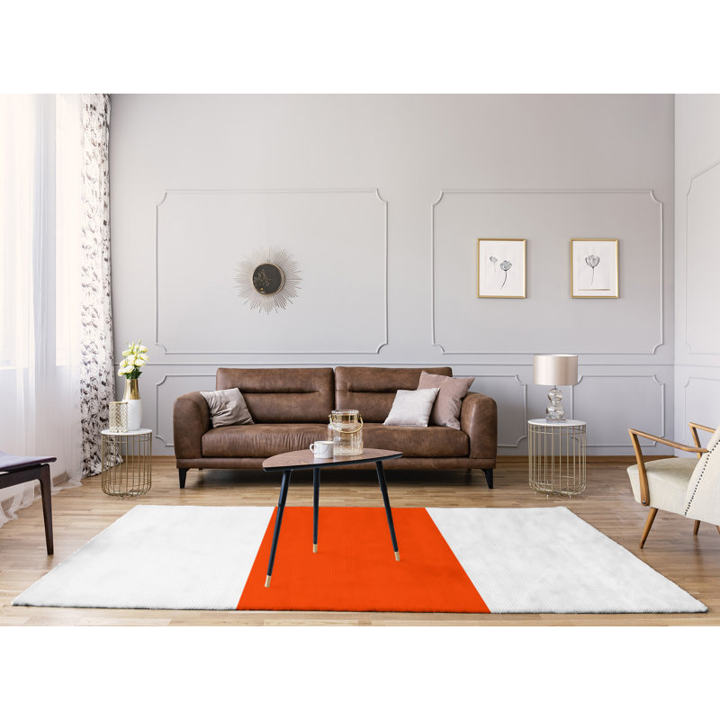 Tapis à rayures orange national hockey, Rectangle 9 pi x 12 pi