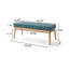 Banc en tissu capitonné bleu sarcelle l 43,5 po, capacité de 250 lb, siège rembourré de style Mid-Century avec pieds en bois de bouleau pour le vestibule et la chambre à coucher