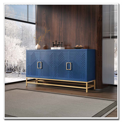 Wood Sideboard with Metal Handles, Legs, and Adjustable Shelves