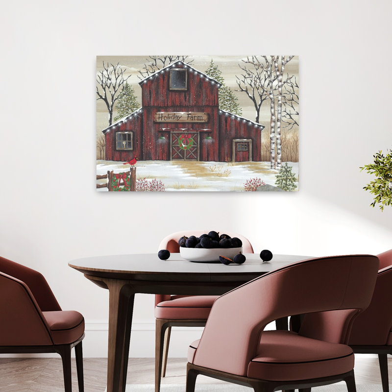 Holiday Farm Barn 1 Piece Wrapped Canvas Wall Art, 60.96cm H x 91.44cm W