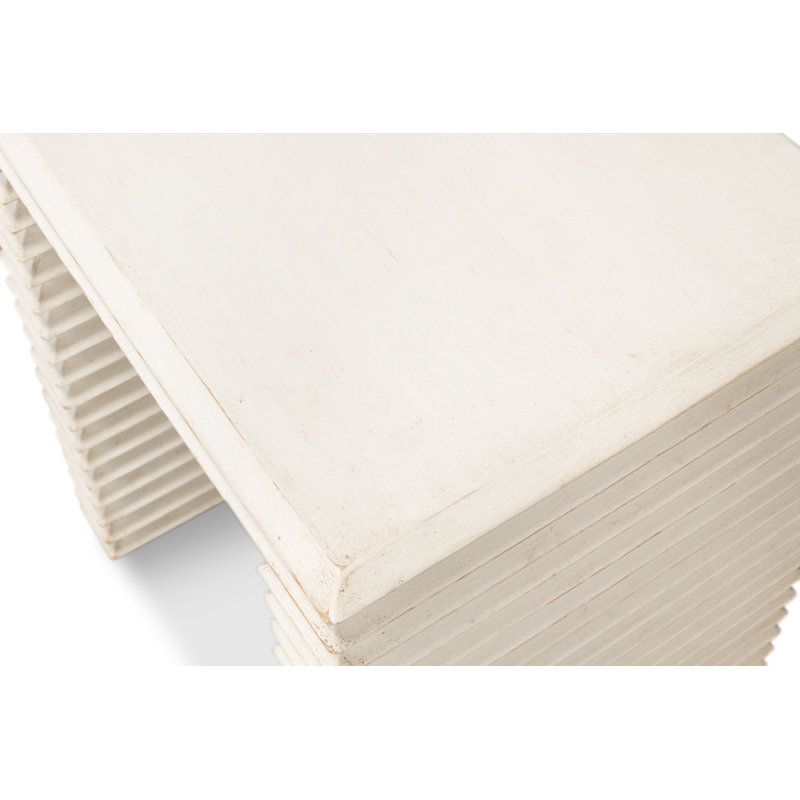 Stacked Solid Wood End Table, Antique White