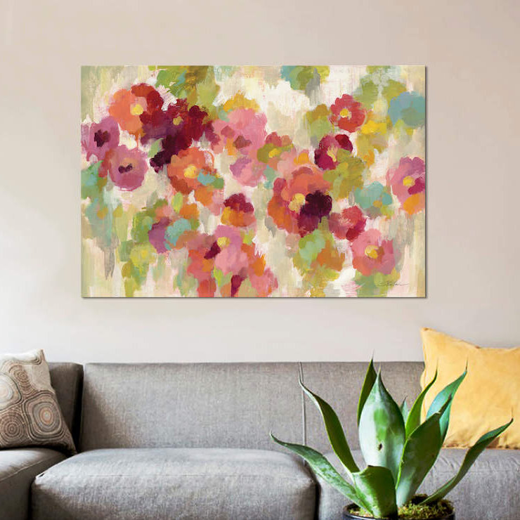 Coral And Emerald Garden I by Silvia Vassileva - Print on Canvas, Wrapped Canvas, 20.32 cm H x 30.48 cm W