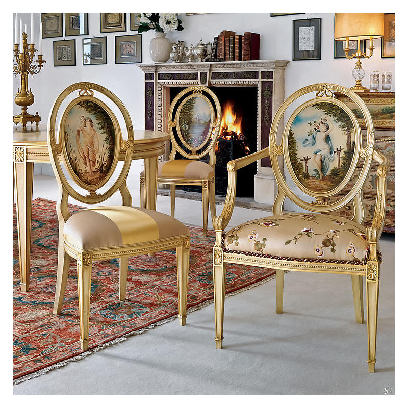 Solid Wood Arm Chair in Gold
