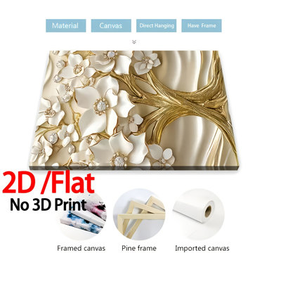 Impression sur toile 3 pièces Fortune Tree Gold & Diamond pour salon haut de gamme