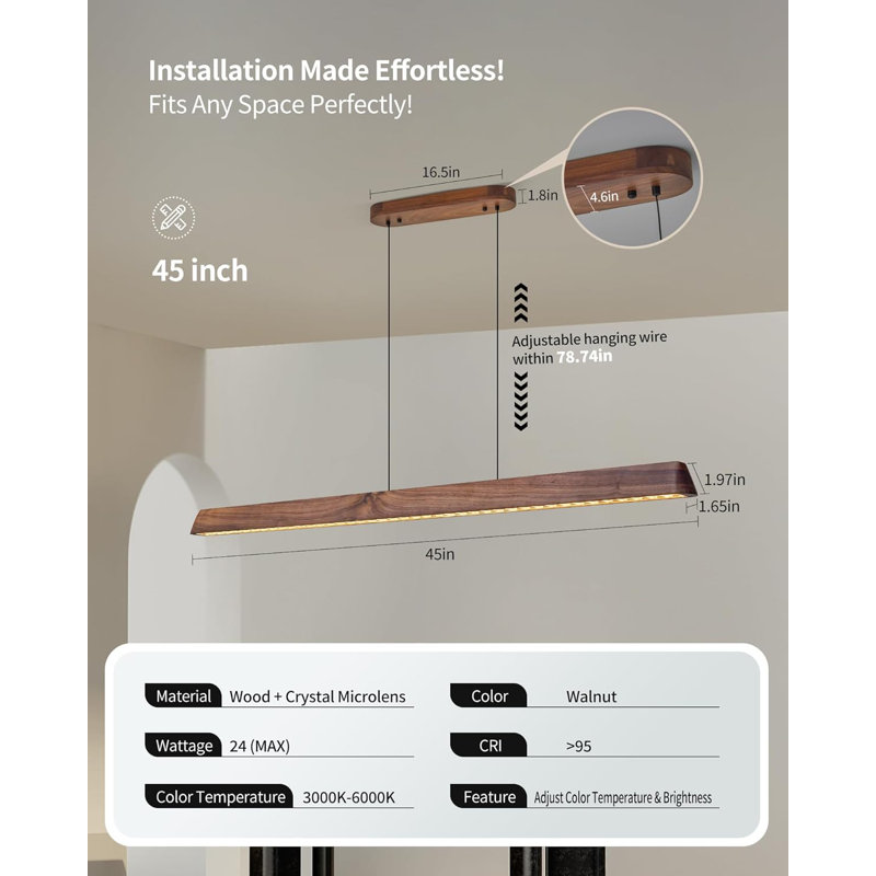 Wooden Linear Chandelier