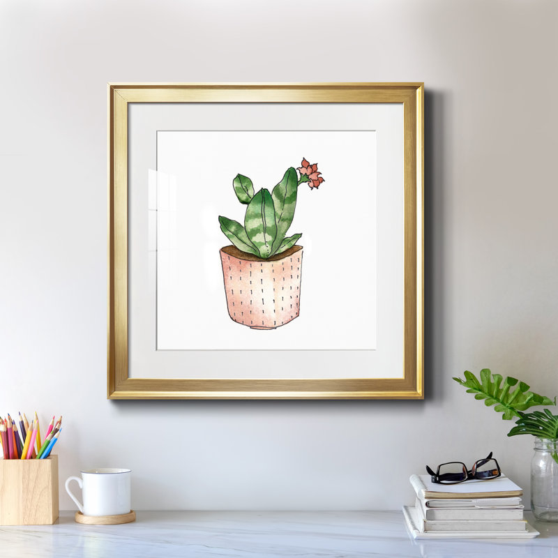 Boho Greenery IV - peinture encadrée, H 17,5 po x l 17,5 po x P 1,5 po, Cadre doré