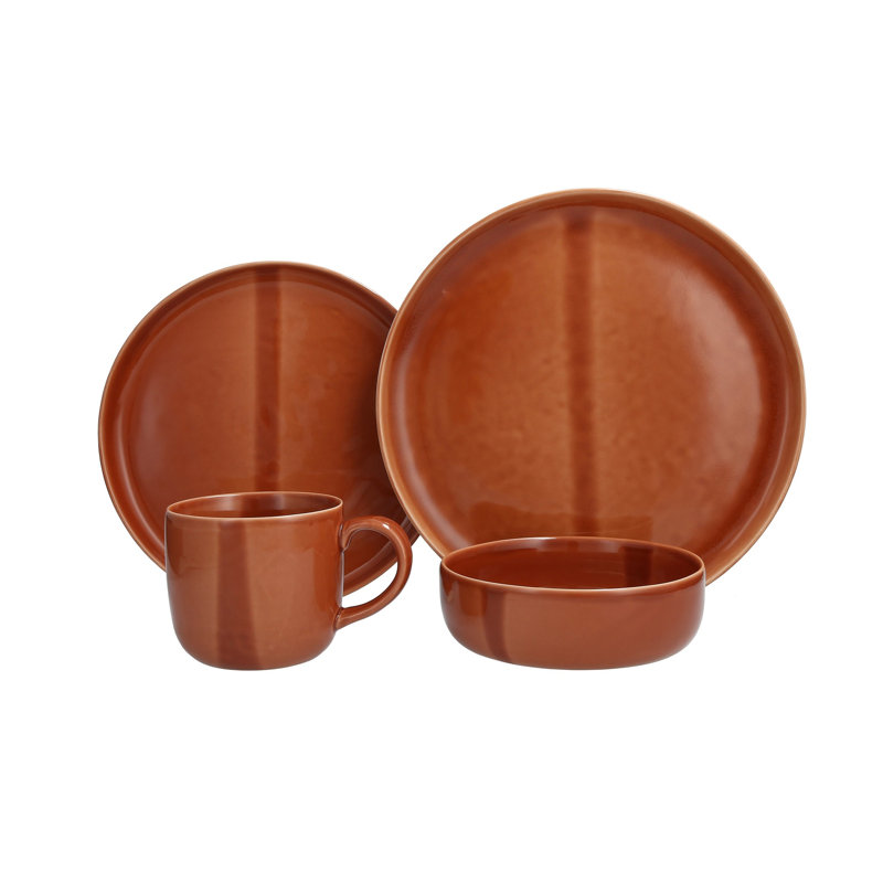 Nosse With Fortessa Svelte Stoneware, 16 Piece Dinnerware Set (Service for 4), Terracotta, Terracotta