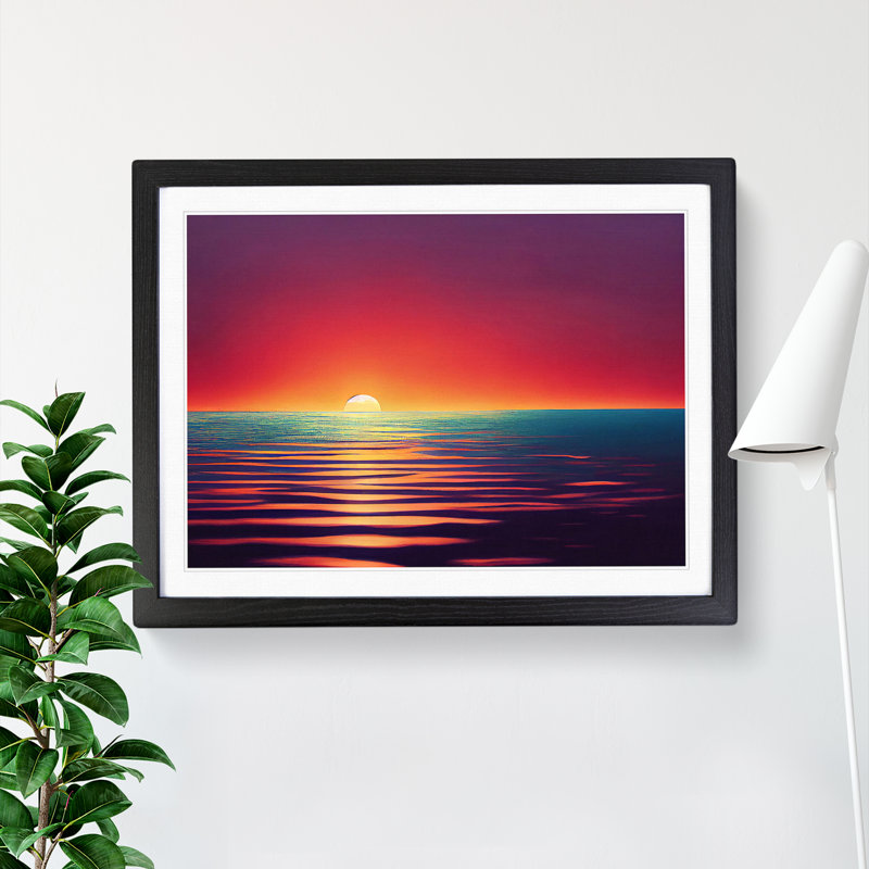 XH1022-6348X Mysterious Ocean Sunset - Single Picture Frame Print, 25cm H x 34cm W, Black