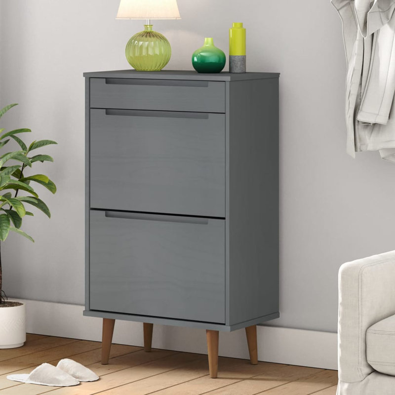 12 Pair Shoe Storage Cabinet, Grey
