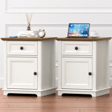 Azella 1-Drawer Frame End Table Set with Storage and Built-In Outlets