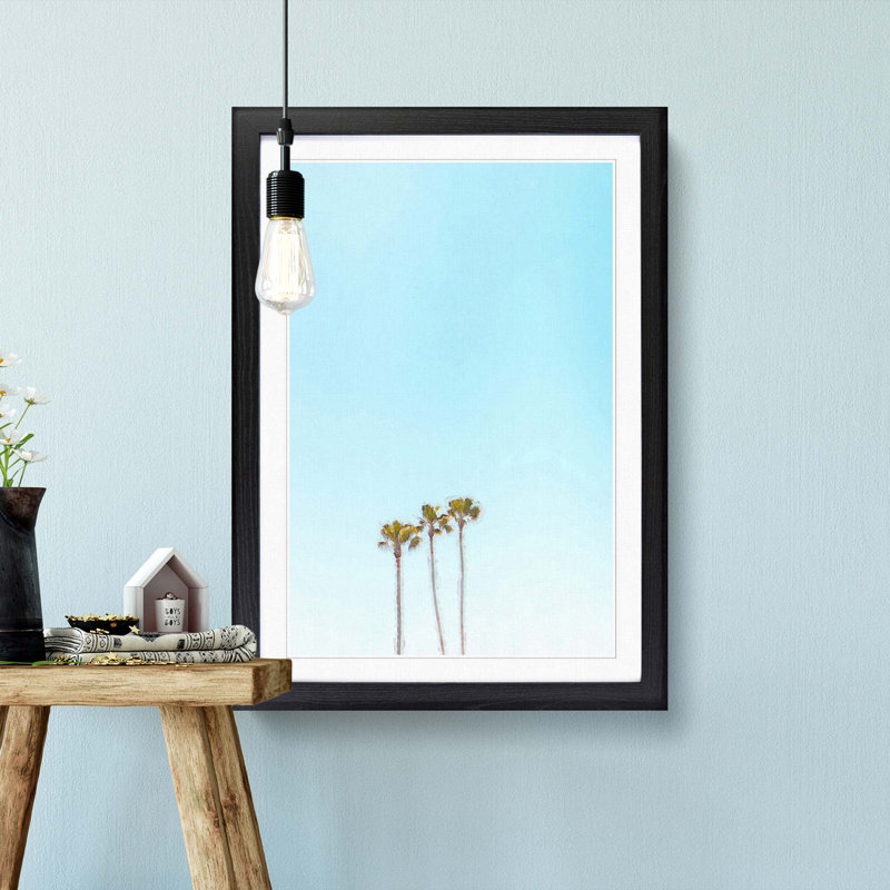 Summer Palm Trees - Framed Print, 36cm H x 27cm W x 2cm D, Black Framed