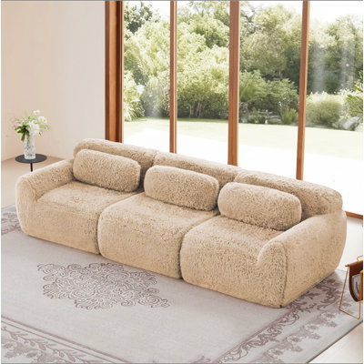 Tissu moelleux doux et moelleux de 114 po, canapé modulaire modulaire, conception ergonomique avec coussins décoratifs, raccordement à boucle à compression complète pour étude, cinéma maison