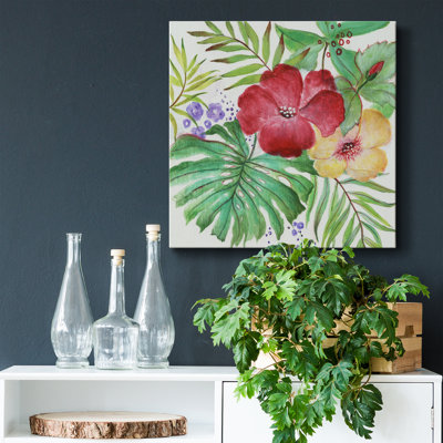 Fleurs tropicales - peinture sur toile tendue