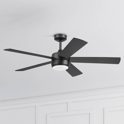 Schilling 52" Indoor Matte Black LED Ceiling Fan With Remote Control