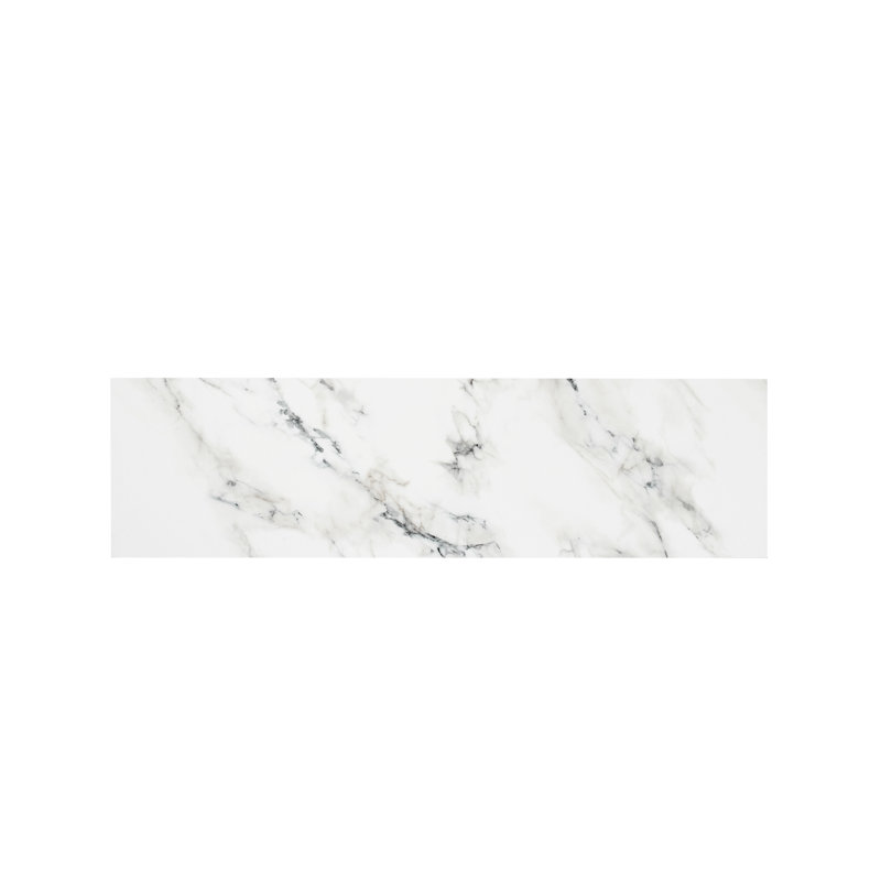 Console de style campagne moderne Rakira, Marbre blanc / noyer