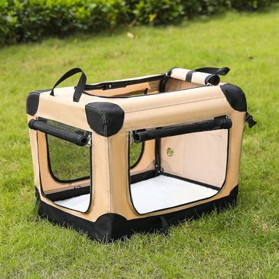 Collapsible 3-Door Soft-Sided Dog Crate For Large Pets – Portable Kennel