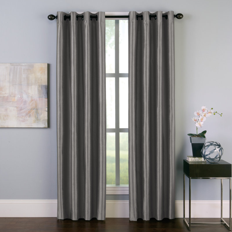 Panneau de rideau simple obscurcissant avec œillets Manos, Étain, L 50 po x L 144 po