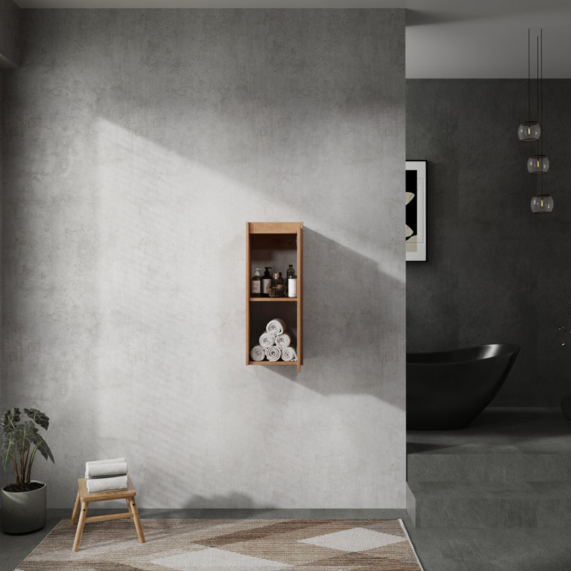 Armoire murale de salle de bain 12 po, portes à fermeture en douceur, conception flottante (emballage KD), Brun 1