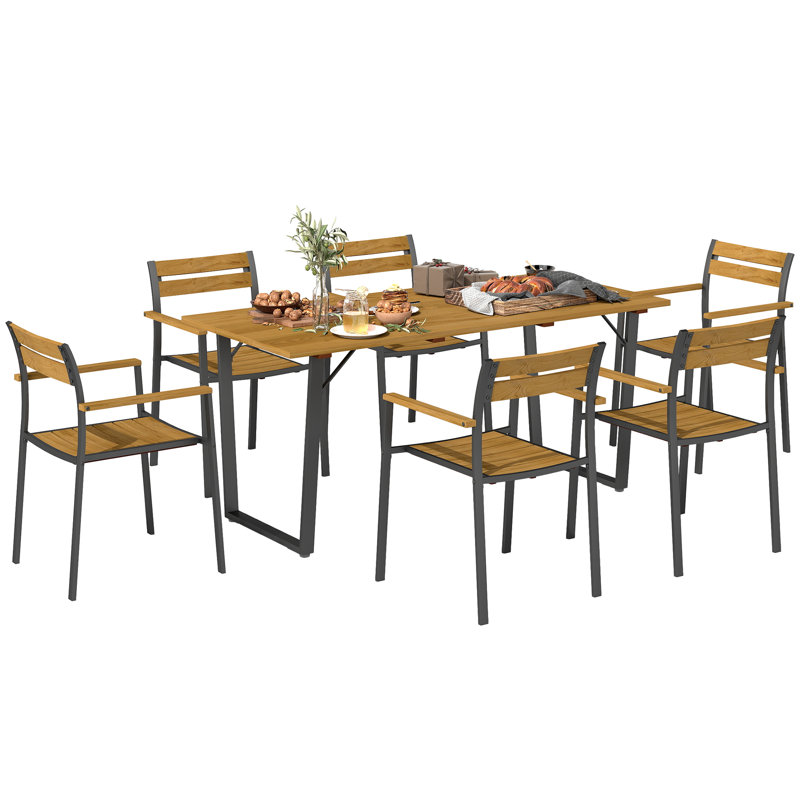 Rectangular 7 - Piece 6 - Person 68.9Cm L Outdoor Table Set