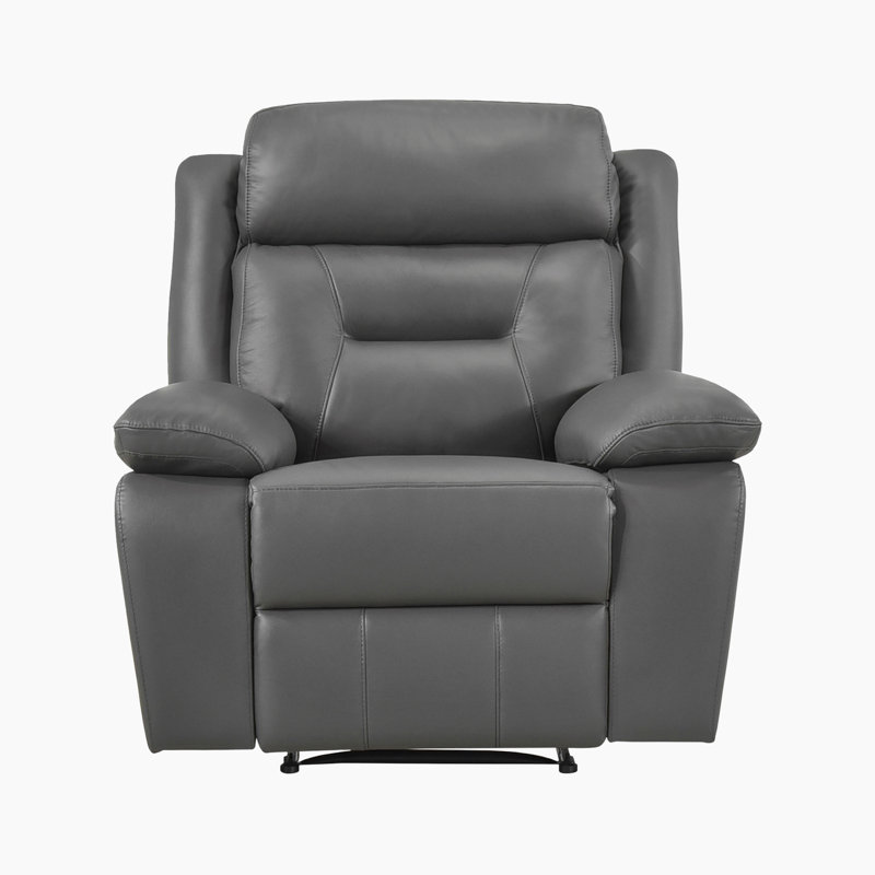 Fauteuil inclinable manuel en cuir véritable 40 po Sitz, Cuir gris foncé assorti