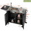 Table de barbecue extérieure avec évier et surface de travail pliable, îlot de cuisine en métal, roulettes pour chariot roulant, acier inoxydable 304, évier à usages multiples, plateforme verrouillable à 360 roues, armoire