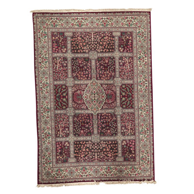 Tapis prune et ivoire noué à la main de haute qualité