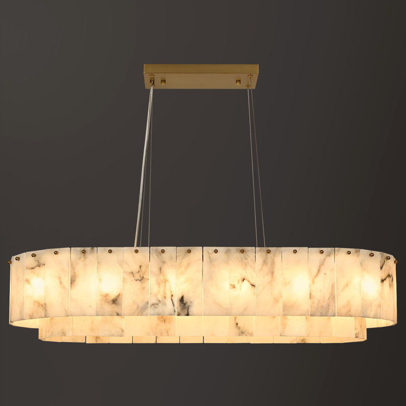 Lustre linéaire doré à 14 ampoules Radiant Gold - réglable en hauteur, prêt pour le plafond incliné