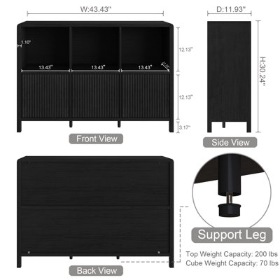 Guinna 6-Cube 3-Door Wood Bookcase