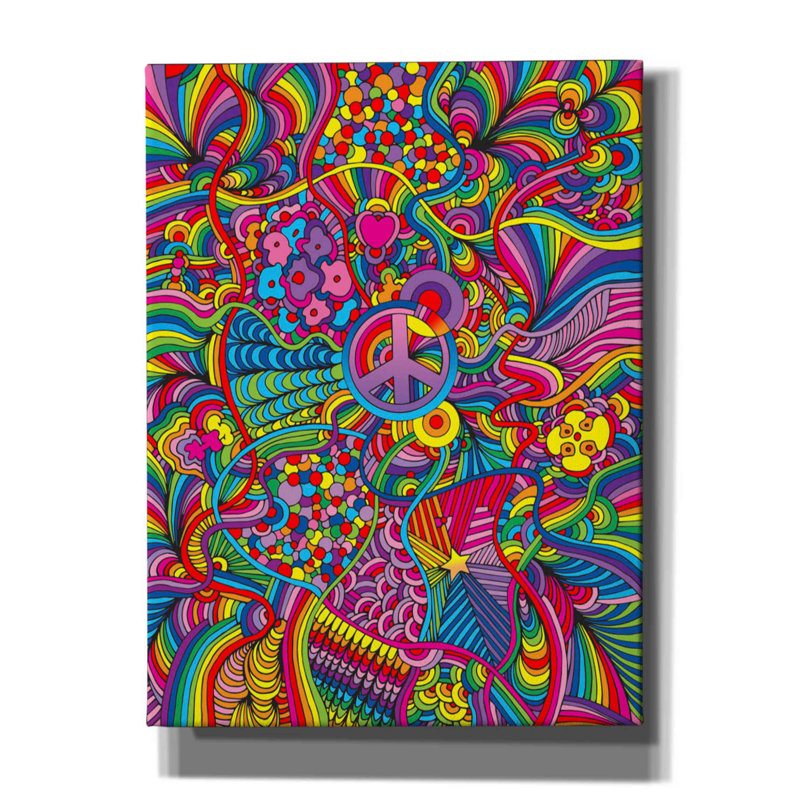«Peace Sign Lines» par Howie Green - impression sur toile tendue, H 16 po x l 12 po x P 0,75 po