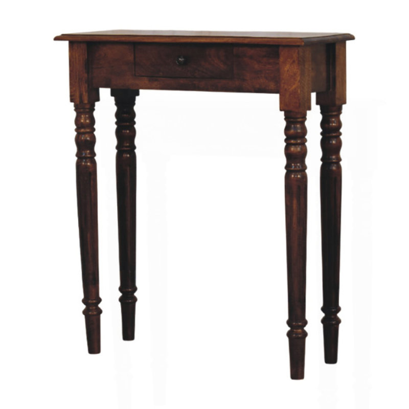 Solid Wood Console Table, Turned Legs, 1-Drawer, Chestnut, Brown