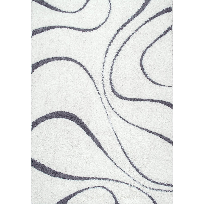 Lantilly Modern Performance Shag Beige Rug, Rectangle 6'7" x 9'