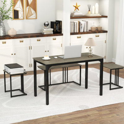 Ensemble de table de salle à manger 4 pièces avec banc et 2 tabourets