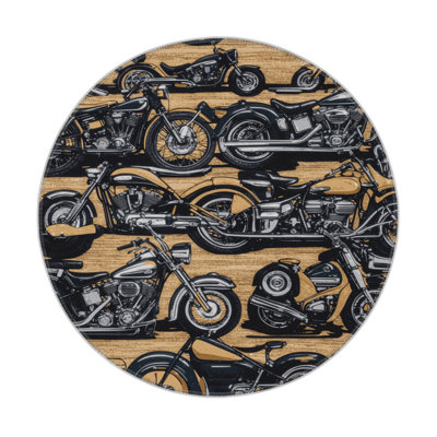 Transportation Black Indoor and Outdoor Area Rug