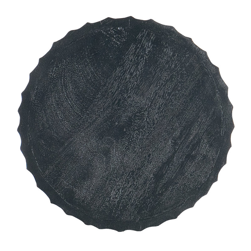 Black Mango Wood Round Pedestal End Table