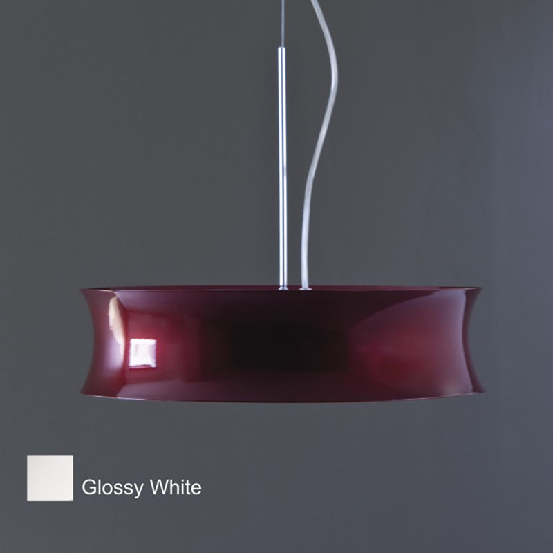 Funny 2 - Light Shaded Drum Pendant, Glossy White