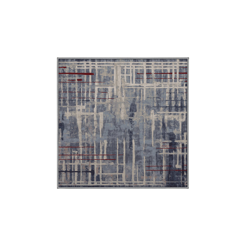 Tapis gris lavable à la machine, Carré 5 pi