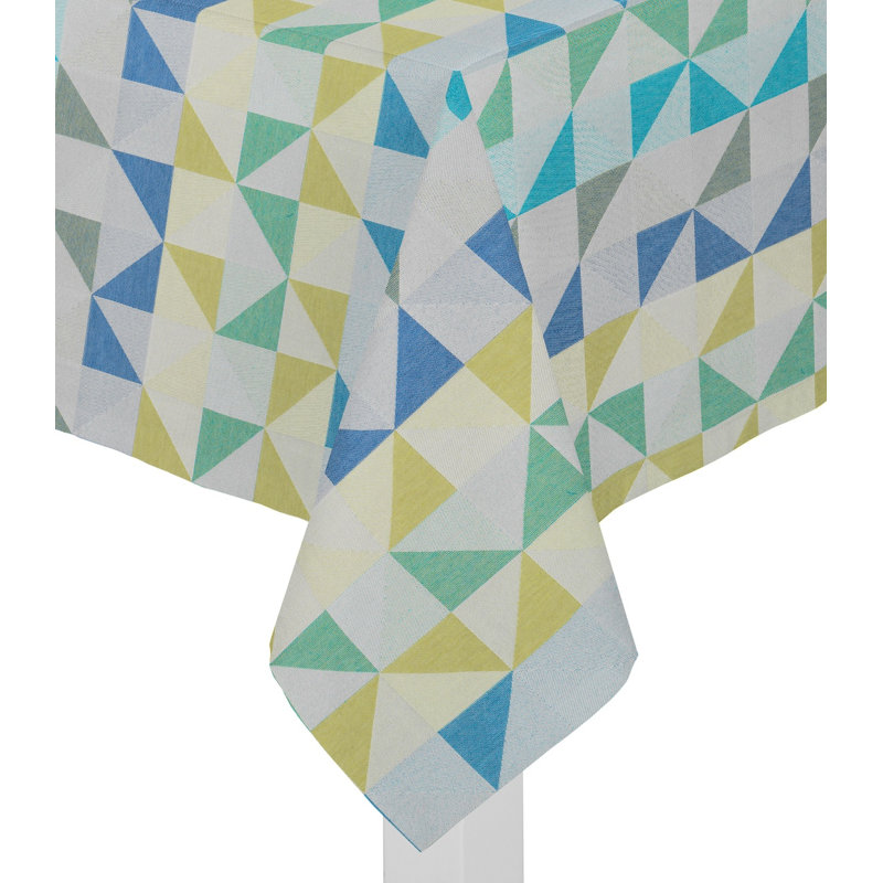 Gareth Tablecloth, 120cm W x 120cm L, Blue/Yellow/Light green