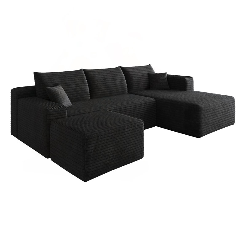 Canapé modulaire 95 "avec repose-pieds Cloud, Black