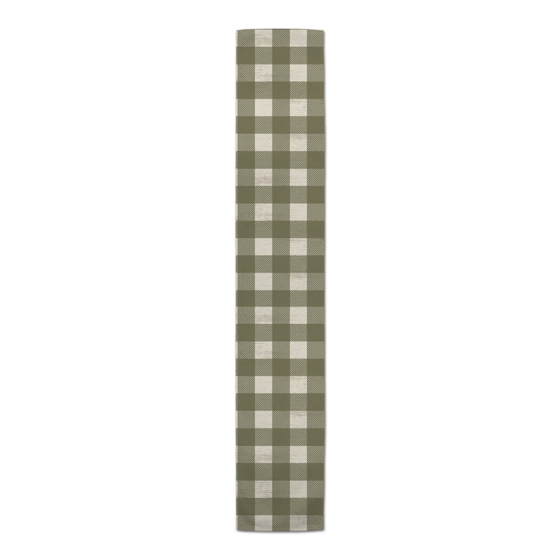 Green Buffalo Check Table Runner, Green, 90" x 16"