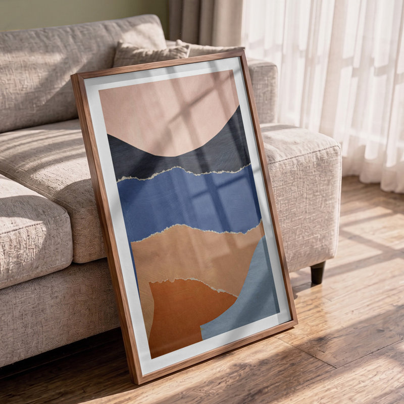 Modern Layered Landscape by Cyrille Gulassa — Abstract Wall Art, Framed Canvas, Brown, 40 × 60