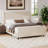 50.7'' High Headboard Corduroy Upholstered Bed Frame With Vertical Stripe Wingback And High Footboard No Box Spring Needed-105504222-105504223