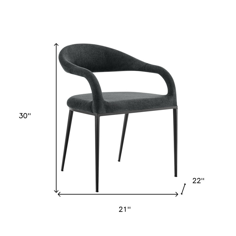 Ensemble de deux fauteuils de salle à manger rembourrés en polyester gris et noir