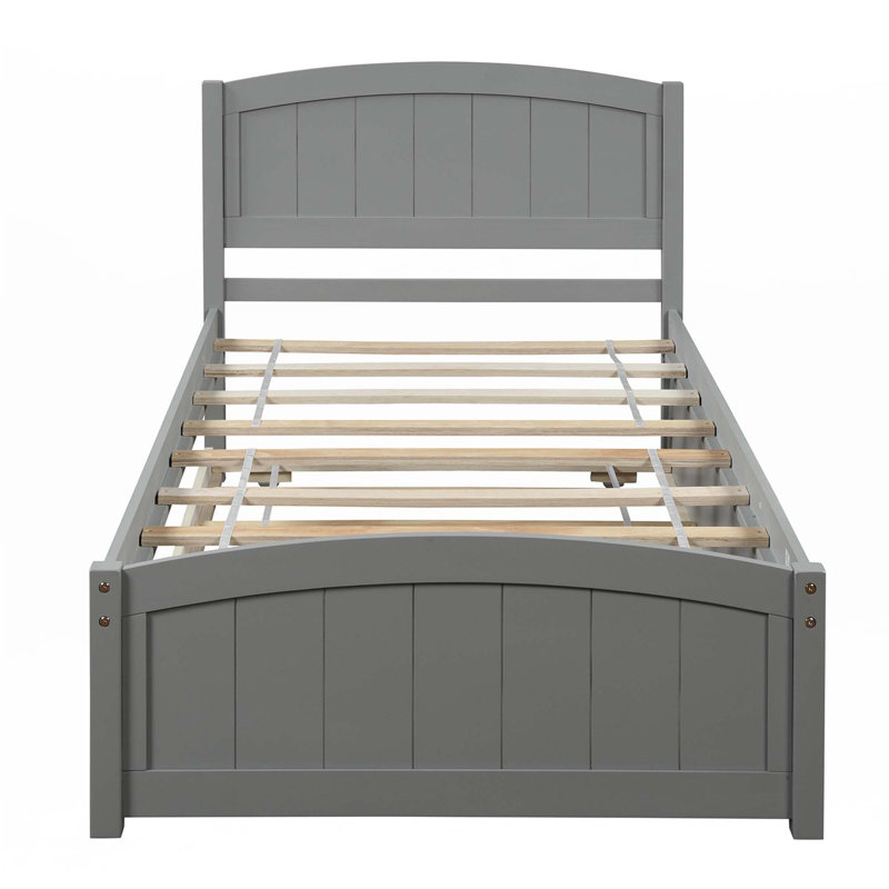 Lit plateforme simple avec lit gigogne, Gris