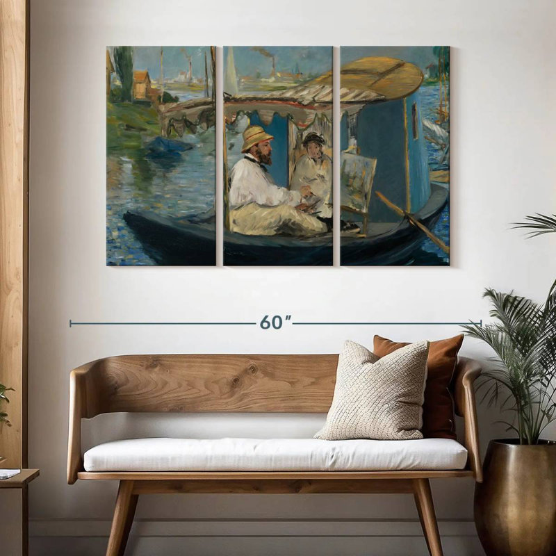 Leisha Claude Monet dans son bateau-atelier, H 32 po x l 50 po