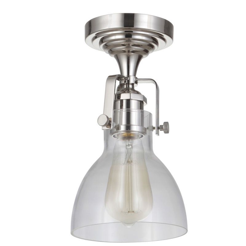 Plafonnier semi-encastré 1 voyant 6 po unique Javen, Transparent, Nickel poli