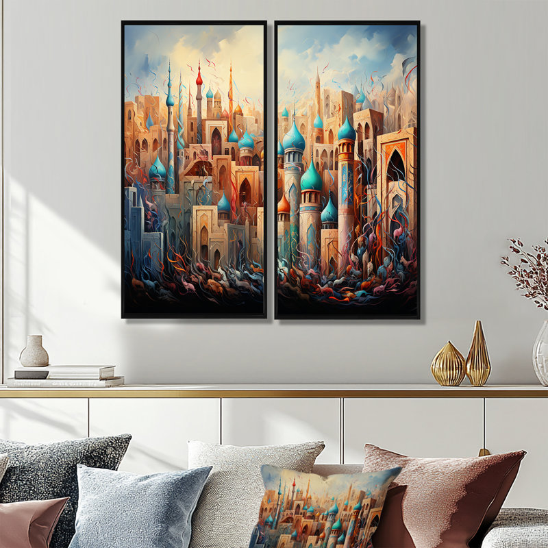 2 pièces, Impression sur toile, "L'appel à la prière", 40" H x 40" W, Black, Impression encadrée flottante