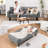 76 Inch Futon Sofa Bed, Mid Century Modern Futon Couch With Adjustable Backrest, Fabric Convertible Sofa Cama , Folding Sleeper Sofa For Living Room, Bedroom-611714455