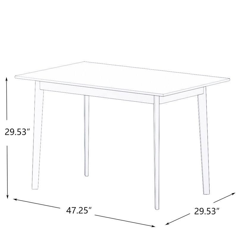 47 Inch Rectangular Kitchen Table, White Modern Dining Table With Solid Legs, Minimalist Trait, Smooth Top, Coated, Stable And Charming Strong Element, Painted, Alluring