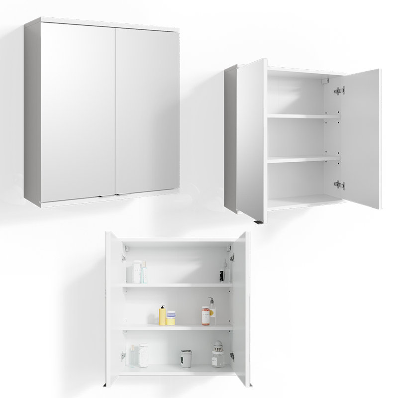 Mairwen Surface Mirrored Bathroom Cabinets with Mirror and 2